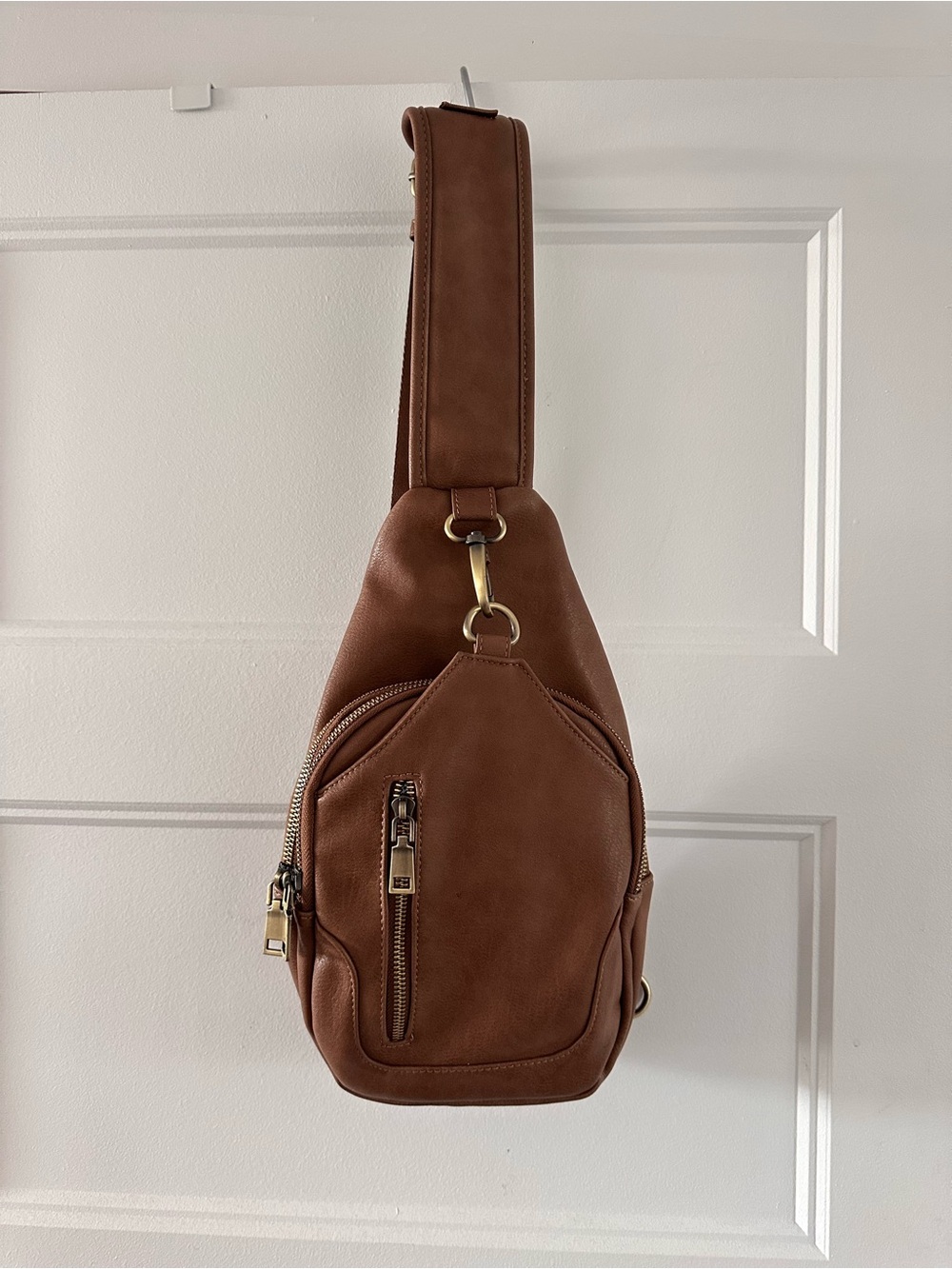 Brown Leather Sling Crossbody Bag